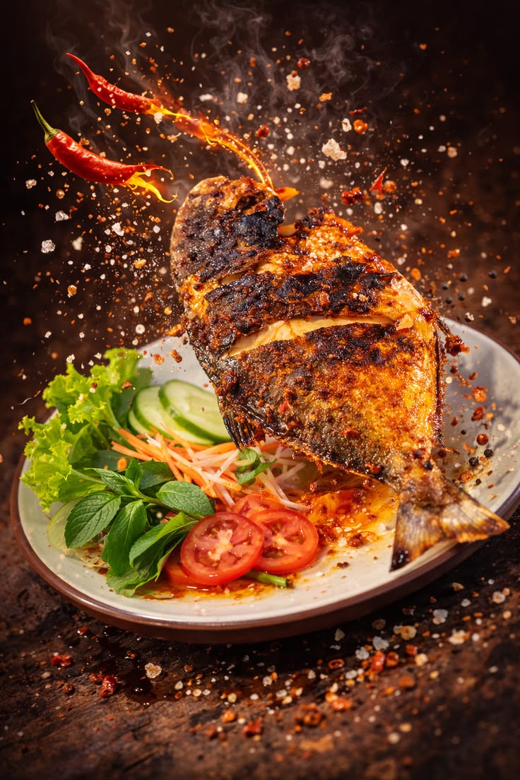 Cá chim nướng muối ớt